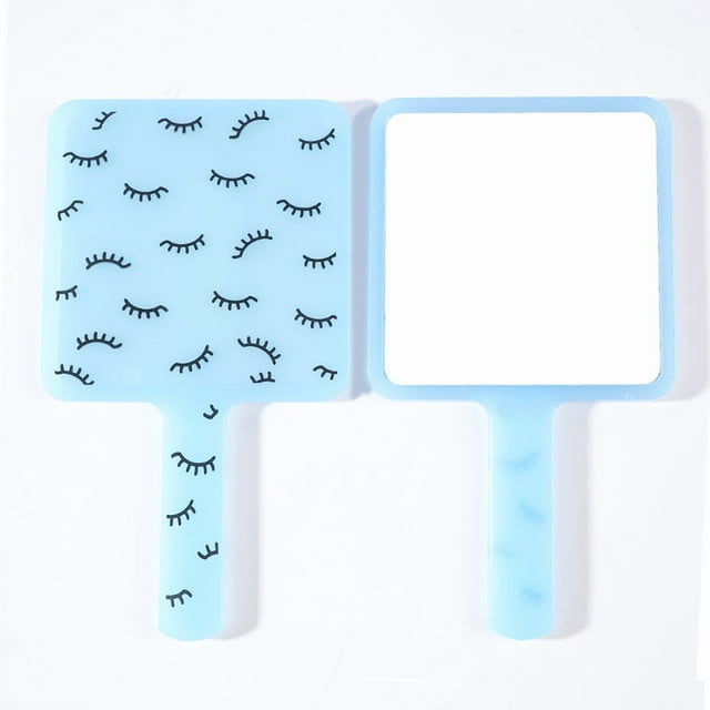 Sleek Square Handheld Makeup Mirror with Sturdy Handle - Translucent Blue, 9*15.8cm Compact Design for Students & Makeup Lovers, Portable On-the-Go Touch-Up Tool, Ideal for Precise Makeup Application