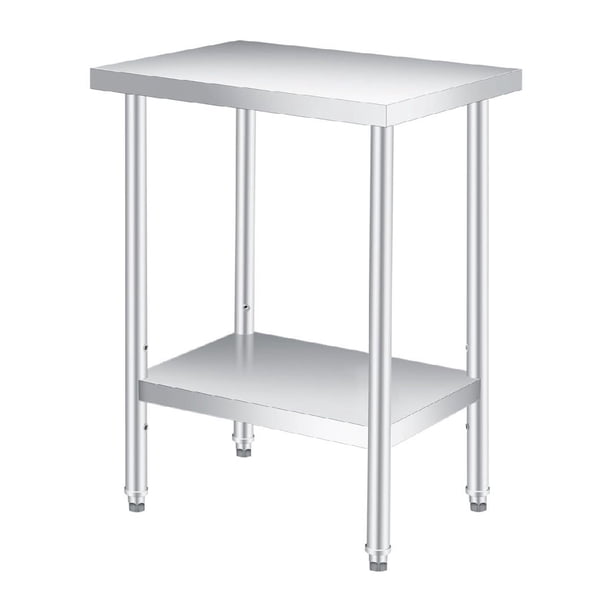 Qinaqin 18 x 24 Inches Stainless Steel Prep Mesa con Ajustable Undershelf Commercial Resistente para Outdoor Use en Restaurants cm de Alturaotels y Anchoorkplaces