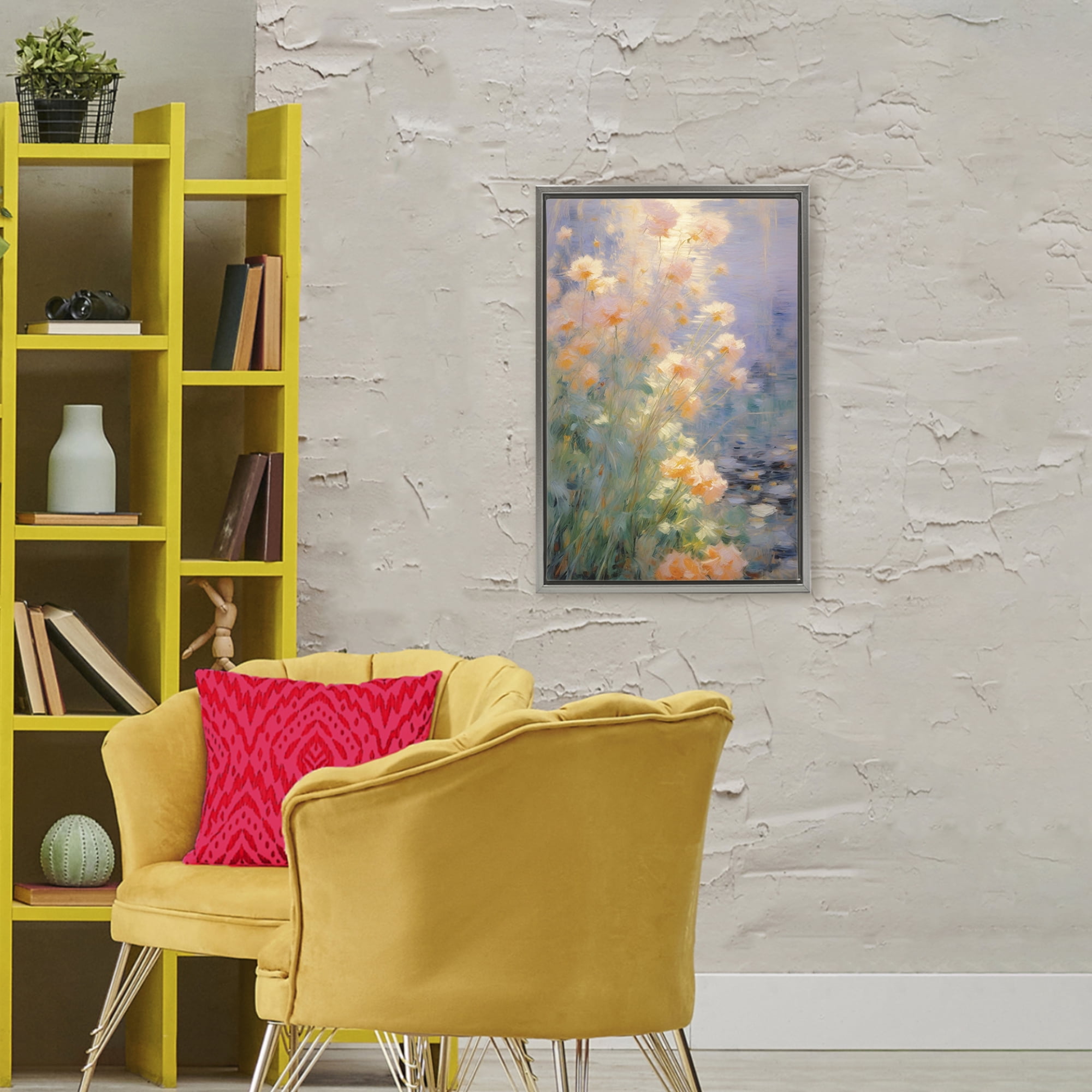 Stupell Industries Sunlit Pastel Blossoms Impression Gray Framed Floater Canvas Wall Art, design by Angie Hawke