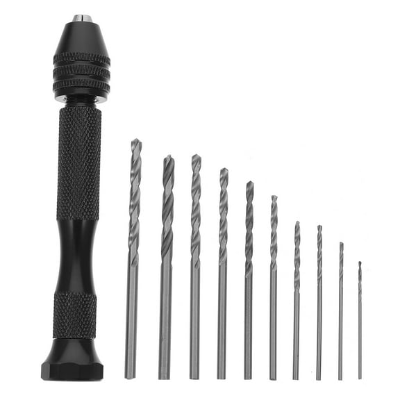 ELAYARD 1Set Pin Vise Manual Drill Tool with Compact Drill Bits for Wood Plastic and Model Work