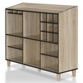 thumbnail image 2 of Furniture of America Lockbridge Modern Wood 8-Shelf Buffet in Natural Oak, 2 of 8