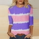 thumbnail image 2 of Camiseta estampada a la moda para mujer, blusa de manga 3/4 de longitud media, cuello redondo, camisetas informales Pompotops FGAJ2580, 2 of 5