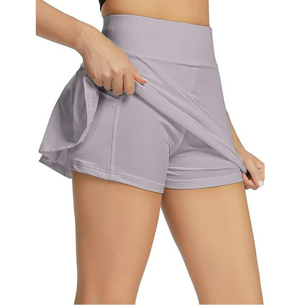 Women's Quick-Dry Athletic Tennis Skirts Volleyball Shorts Mid-Waisted  Pleated Skirts Sport Skort with Pocket (Gray,L) - Walmart.com