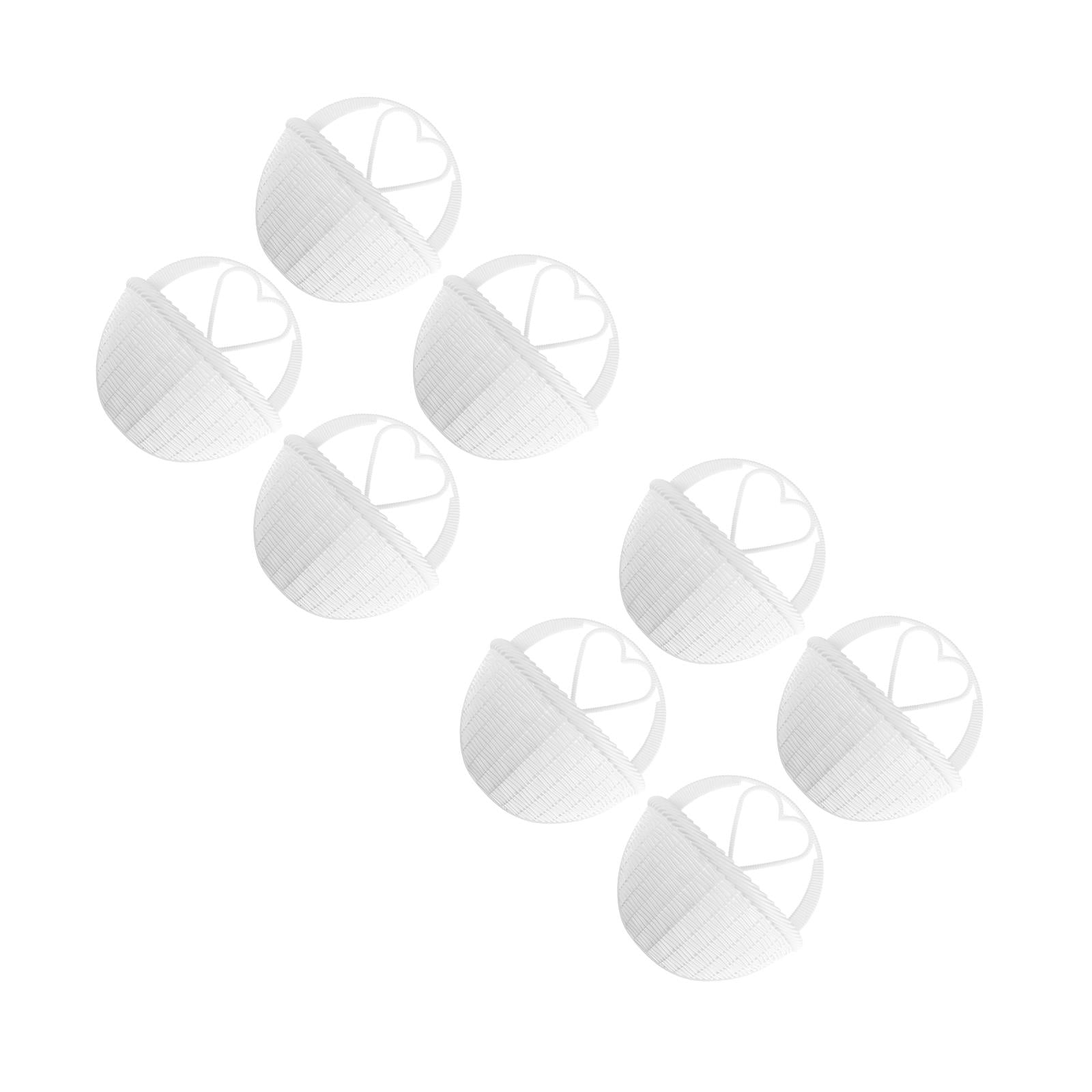 unbranded 8 pcs Hanging Rattan Flower Basket Wicker Hanging Planter Pot For Plants Basket Pot Floral Containers White