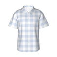 thumbnail image 1 of Balery Blue Checkboard Camisas hawaianas de manga corta para hombre, camisas playeras de corte holgado, camisas de vacaciones con botones,Small, 1 of 7