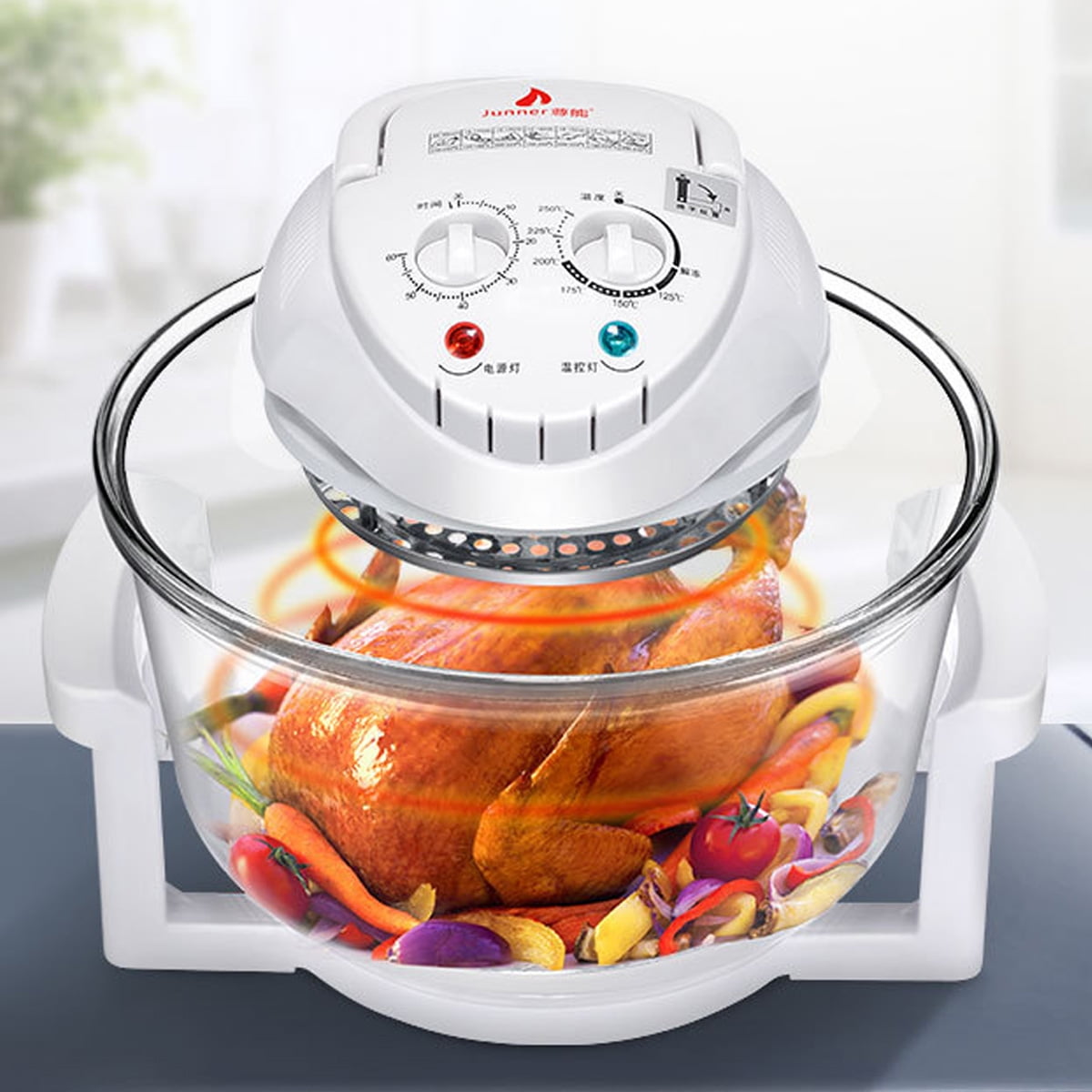 12.68qt 1300W Infrared Convection Oven Roaster Turbo Air Fryer Glass