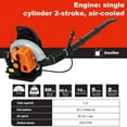 thumbnail image 5 of Floseru 63CC Gas Leaf Blower, 3 HP Backpack Blower with 665 CFM Air Volume and 205 MPH Wind Speed, Powerful 2 Stroke Engine for Heavy-Duty Lawn, Yard, and Parking Lot Cleanup, 5 of 9