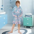 thumbnail image 5 of FORMRS Niños Bathrobe Unisex Hooded Robe Soft Plush Pajamas Sleepwear, Size 4-6T, Purple Art Pattern, 5 of 7
