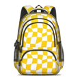 thumbnail image 2 of Yellow and White Wavy Checkered Backpack for School, Cute School Bag with Adjustable Shoulder Straps and Padded Back, 16.9"x12.6"x5.9", 2 of 5