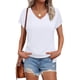 thumbnail image 3 of Blusas para Mujer WIHOLL Manga Corta con Hombros Descubiertos Cuello en V Blanca Talla M, 3 of 5