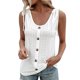 thumbnail image 1 of Playeras,Blusas y Tops,Ropa para Mujer Mujeres camisetas sin mangas Dressy Casual Mujeres sueltas cuello en U sin mangas Tops Casual Color plisado ojal verano camisas chaleco blusa (White, XXXL), 1 of 7