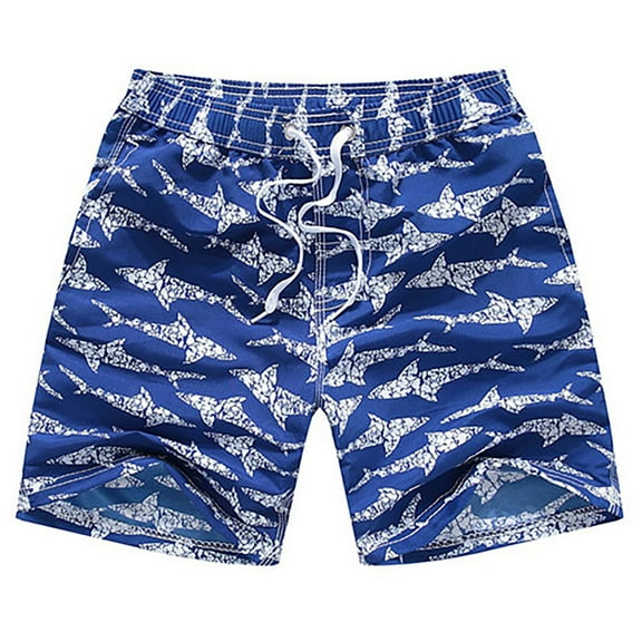 Boys Beach Shorts Kids Swimming Trunks with Mesh Lining Toddler Board Shorts Quick Dry Funny Printed Shorts for 3-14 Years
