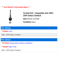 thumbnail image 2 of Tie Rod End - Compatible with 2005 - 2009 Subaru Outback 2006 2007 2008, 2 of 2