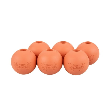 Harry Barker Durable All-Natural Rubber Balls for Dogs, 2.5" Rubber Balls, Orange, 6 Pack Set