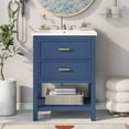 thumbnail image 3 of Dasun 24'' Bathroom Vanity with Top Sink, Modern Bathroom Storage Cabinet with 2 Drawers, Single Sink Bathroom Vanity, Blue, 3 of 5