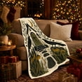 thumbnail image 3 of Crows by Cottage with Moon and Lantern, Cozy Folk Art Style for Cottagecore Fans, Autumn Doorway Scene, Flannel Blanket for Reading Nook and Cabin, Housewarming Gift and Primitive Home Decor, 3 of 9