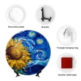 thumbnail image 4 of Wukai Whimsical Sunflowers Night Sky Print Decorative Plate for Display,Bone China Decorative Plate, Ceramic Dinner Plate with Stand, Vertical Ceramic Plate-7in, 4 of 6