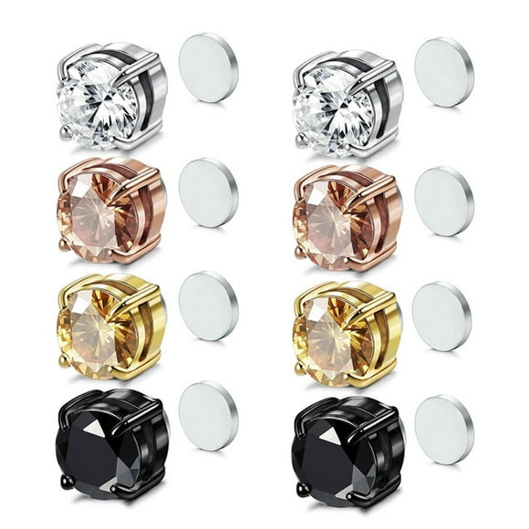 enjoywould 1 Pce Clip d'Oreille Sans Perçage Indolore Magnétique Géométrique Éclat Brillant Femmes Hommes Zircon Cubique Aimant Clip Boucle d'Oreille Décoration de Bijoux Cadeau pour Fête