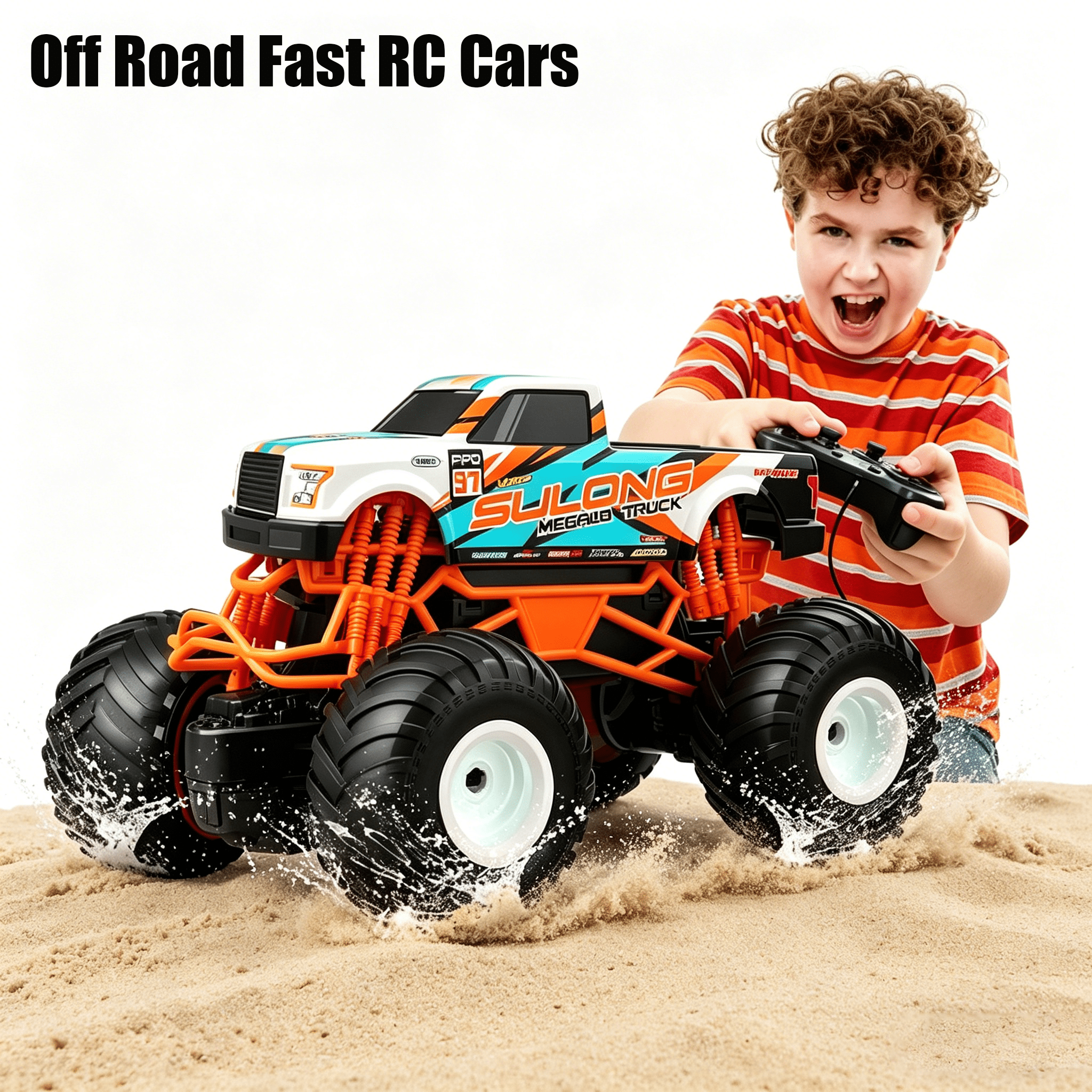 HNH 1:16 Remote Control Car, Off Road RC Monster Truck, 2.4GHz 20 Km/h Fast All Terrain RC Cars for Boys Girls Ages 4-12, Cool Gift Toy for Kids