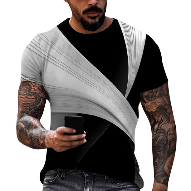 Men'S T-Shirt Short Sleeve Printed Summer Round Neck Top Trend Casual Sweatshirt 3XL