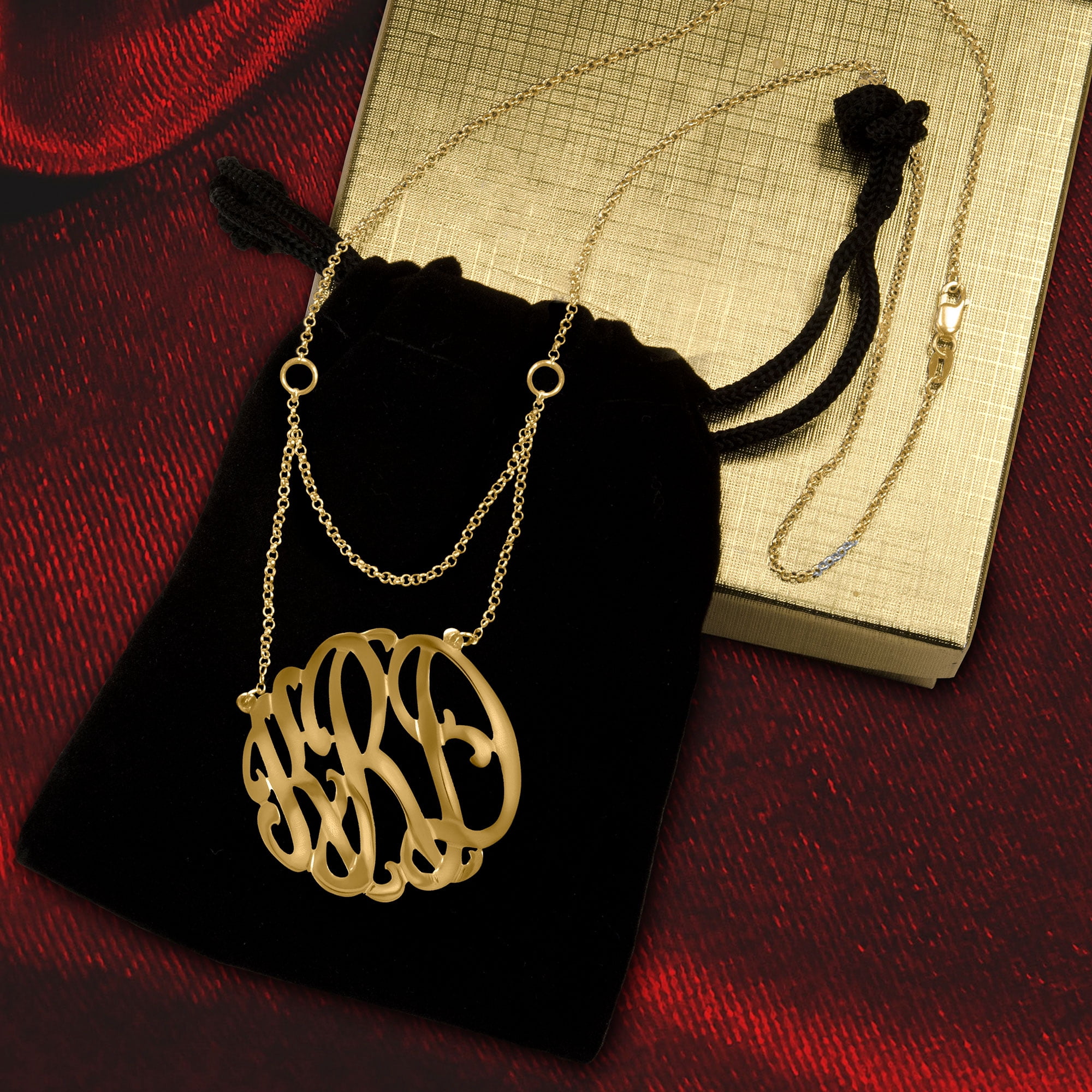 Personalized Handmade Gated Monogram Necklace in Sterling Silver or 14kt Gold Plated Sterling Silver