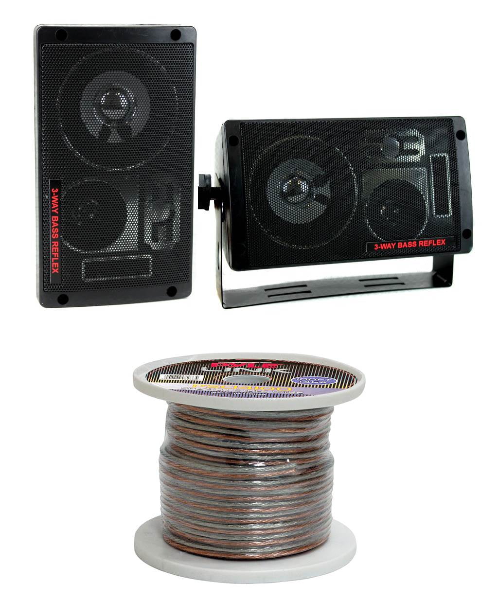 2) New Pyramid 2060 300W 3Way Car/Home Audio Mini Box Speakers + 14