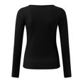 thumbnail image 7 of Women's Knitted Long Sleeve Slim Blouse Top - Solid Color U Neck T Shirt - Sexy Warm Soft Women's Top for Versatile Styling, 7 of 7