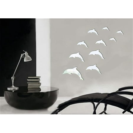 Mirrored Animal - Costyle 3D Animal Dolphin Bay Mirror Wall Stickers for Bedroom Kindergarten