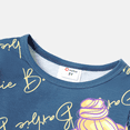 thumbnail image 4 of Barbie Toddler Girls Tops Character Navy Blue Graphic Ruffled Long Sleeve Tee Sizes 2-6, 4 of 9
