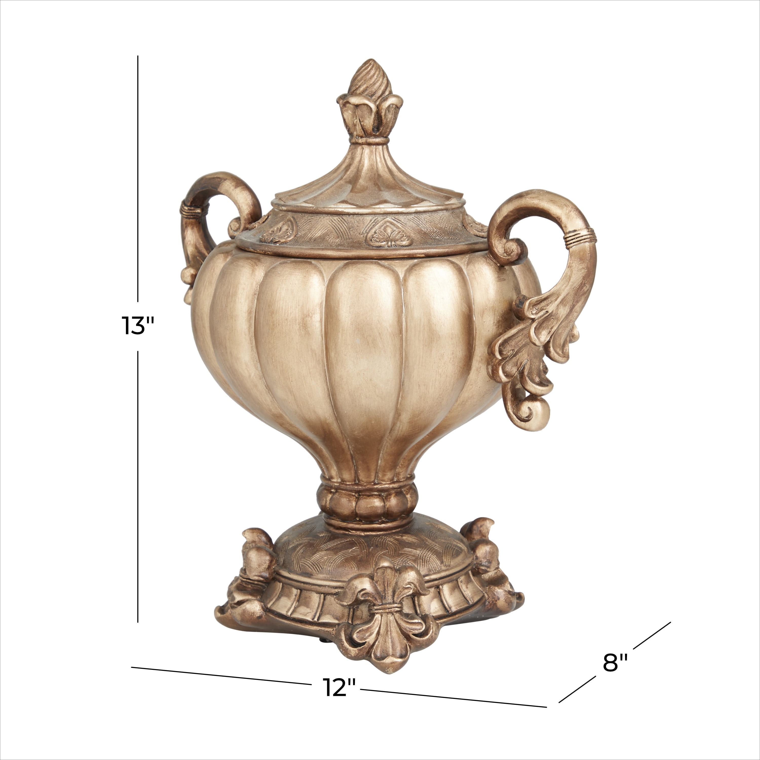 DecMode 12" x 13" Bronze Polystone Decorative Jars, 1-Piece