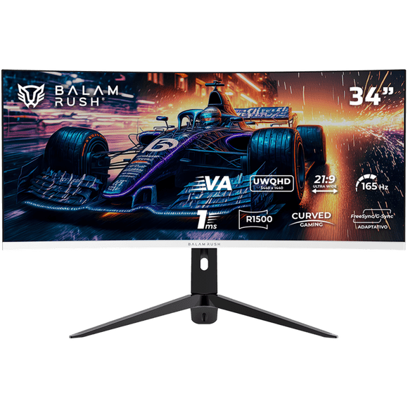 Monitor Gamer Curvo 34 BALAM RUSH EXTREME EARTH PRO MGP34C 1Ms 165Hz UWQHD VA LED HDMI Altavoces FreeSync/G-Sync Blanco BR-940696