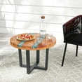 thumbnail image 4 of Costway 24" Round Teak Wood End Table with Epoxy Resin Tabletop Mahogany Base for Patio, 4 of 10