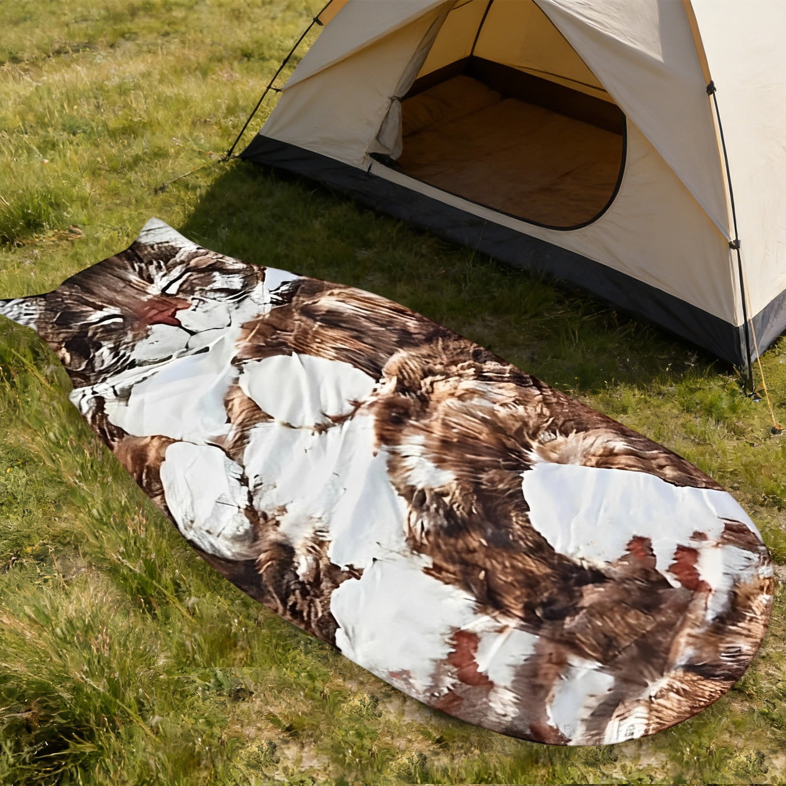 Nallwabiu Fluffy Cat Sleeping Bag for Adults, Cozy Animal Envelope Sleeping Bag for Cold Weather Camping, Sleepovers & Lounging – Soft Washable Sleep Sack