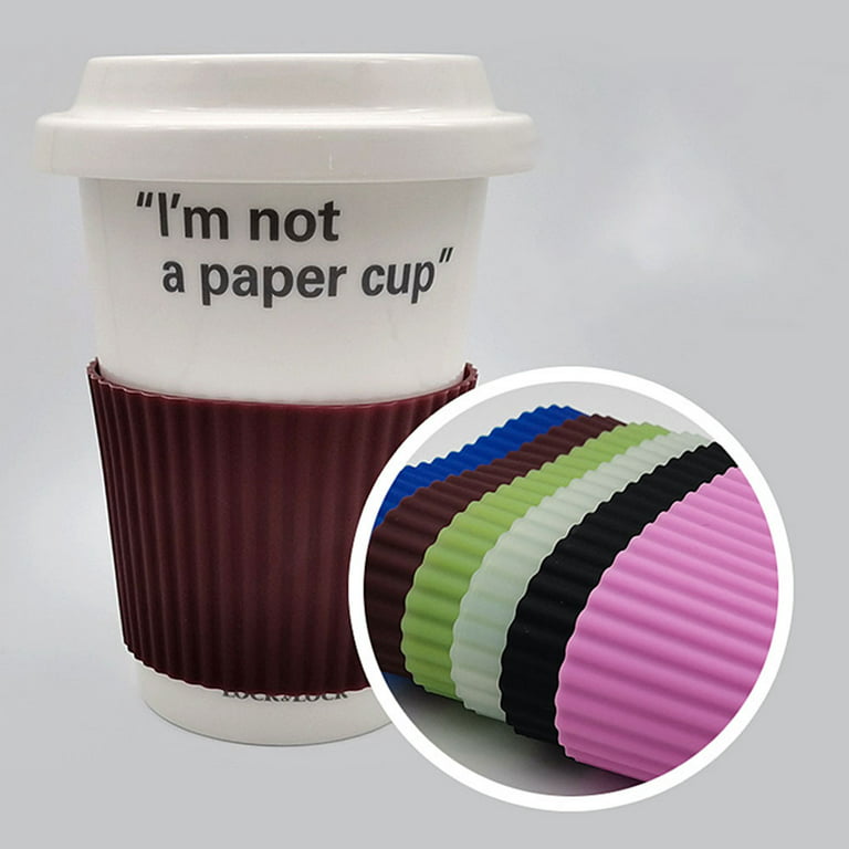 6 PACK Heat-resistant Silicone Nonslip Coffee Cup Reusable Glass Bottle Mug  Cup Sleeve for Hot Drinks