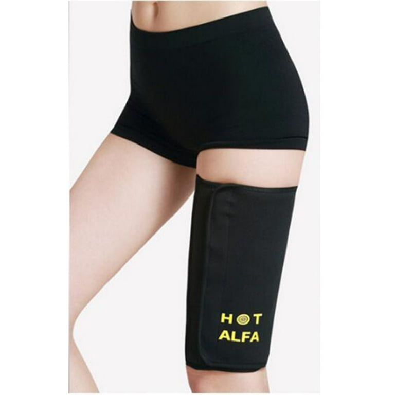 1 Pair Sauna Leg Slimming Thigh Belt Lose Weight Body Shaper Compression Thigh Wrap Thigh Slimmer Sweat Band Stretch Wrap Balck