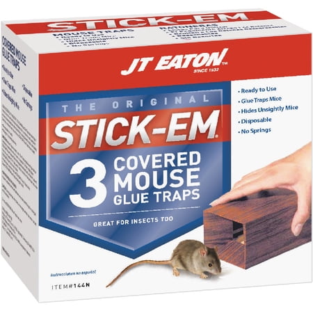 JT Eaton 144 Stick-Em Mouse & Insect Covered Glue Trap, 2 Traps