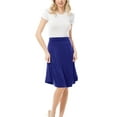 thumbnail image 3 of MixMatchy Women's High Waist Fold Over A-Line Flared Knee Length Skirt, 3 of 5