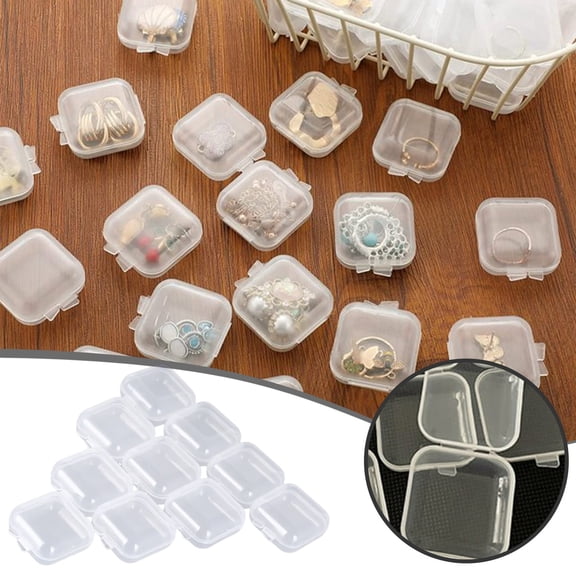 Bead Storage Containers 50 Pcs, 1.38 x 1.38 x 0.79 Inch Transparent Boxes with Lid, Clear Small Container for Jewelry Beads Crafts, Mini Organizer Box for Small Items