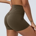 thumbnail image 5 of Iugvhana Women's Crossover High Waist Yoga Shorts Slim Fit Soft Fitness Workout Leggings Butt Lift Stretch Athletic Gym Tight Shorts Green XXL, 5 of 9