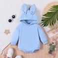 thumbnail image 2 of Ruyang My First Easter Baby Boy Girl Outfit New Born Long Sleeve Bunny Ear Hooded Sweatshirt Romper Jumpsuit Soft Cotton Cute Onesie, 2 of 7