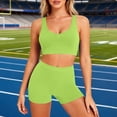 thumbnail image 2 of Stamzod Women's 2 Piece Workout Sets Push-Up Wireless Sports Bra Camisole Tank Top and Yoga Shorts Casual Fitted Gym Outfits for Women Green C S, 2 of 9