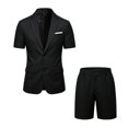 thumbnail image 7 of JFOPQVSM Men's Suit Set 2 Piece Short Sleeve Jacket and Shorts Thin Lightweight Leisure Suit Loose Short Trousers Elastic Waist Casual Summer Suit Streetwear, 7 of 7