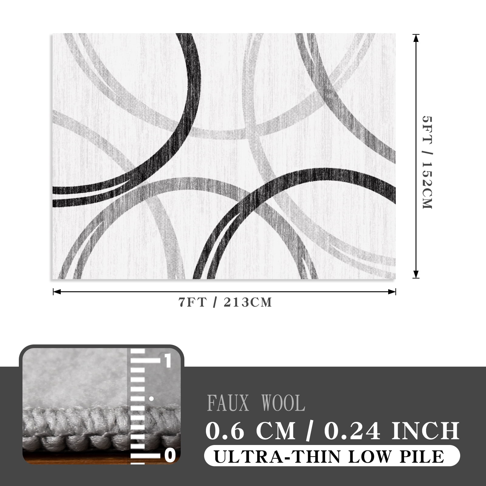 ChakmeOne 5x7 Washable Rug for Living Room Modern Abstract Area Rug Low Pile Non Slip for Home Office & High Traffic Areas