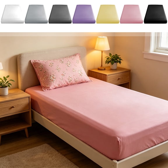 Roiihwy Single Fitted Sheet, 39.4 x 78.7 Inch Pink Cot Sheets, Ultra Soft and Breathable Microfiber Bed Cover Snug Fit for Narrow Twin/RV Bunk/Camper Bunk/Guest Beds/Trifold Mattress