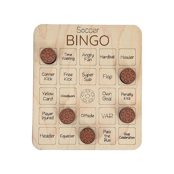 Juego de bingo, actividad para fiestas navideñas, tarjetas de bingo reutilizables para el juego de madera nocturna Fútbol americano