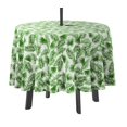 thumbnail image 1 of Vargottam Nappe Ronde Intérieure/extérieure 58 Pouces avec Trou pour Parasol et Fermeture Éclair, Nappe Imperméable, Nappes pour Table de Jardin - Vert et Blanc, 1 of 7