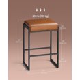 thumbnail image 2 of Bar Stool Set of 2, Counter Height Bar Stools, Mid-Century Modern Counter Stools, Brown, 2 of 5