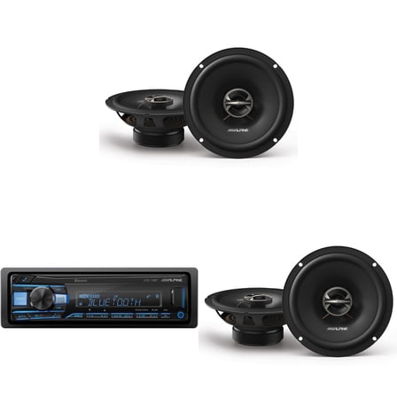 Alpine UTE-73BT Mech-less Digital Media Receiver with Bluetooth® Wireless Technology w/ (2) EL-E65-G Coaxial Speaker Set