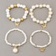thumbnail image 5 of 4pcs Europea y la mano de la perla femenina cadena de perlas pulsera elástica capa de perlas colgante pulsera accesorios para mujer, 5 of 8