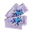 thumbnail image 2 of Decodeary 1 Pair Woman Embroidery Knitted Gloves Cycling Riding Flowers Mittens Light Purple 1Set, 2 of 6